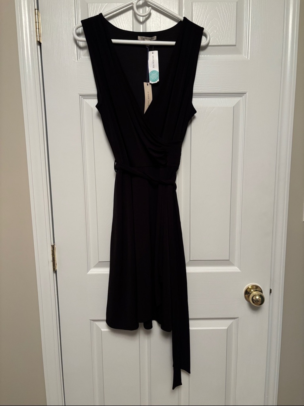 41 Hawthorn Black Sleeveless Wrap Midi Dress with Self-Tie Waist